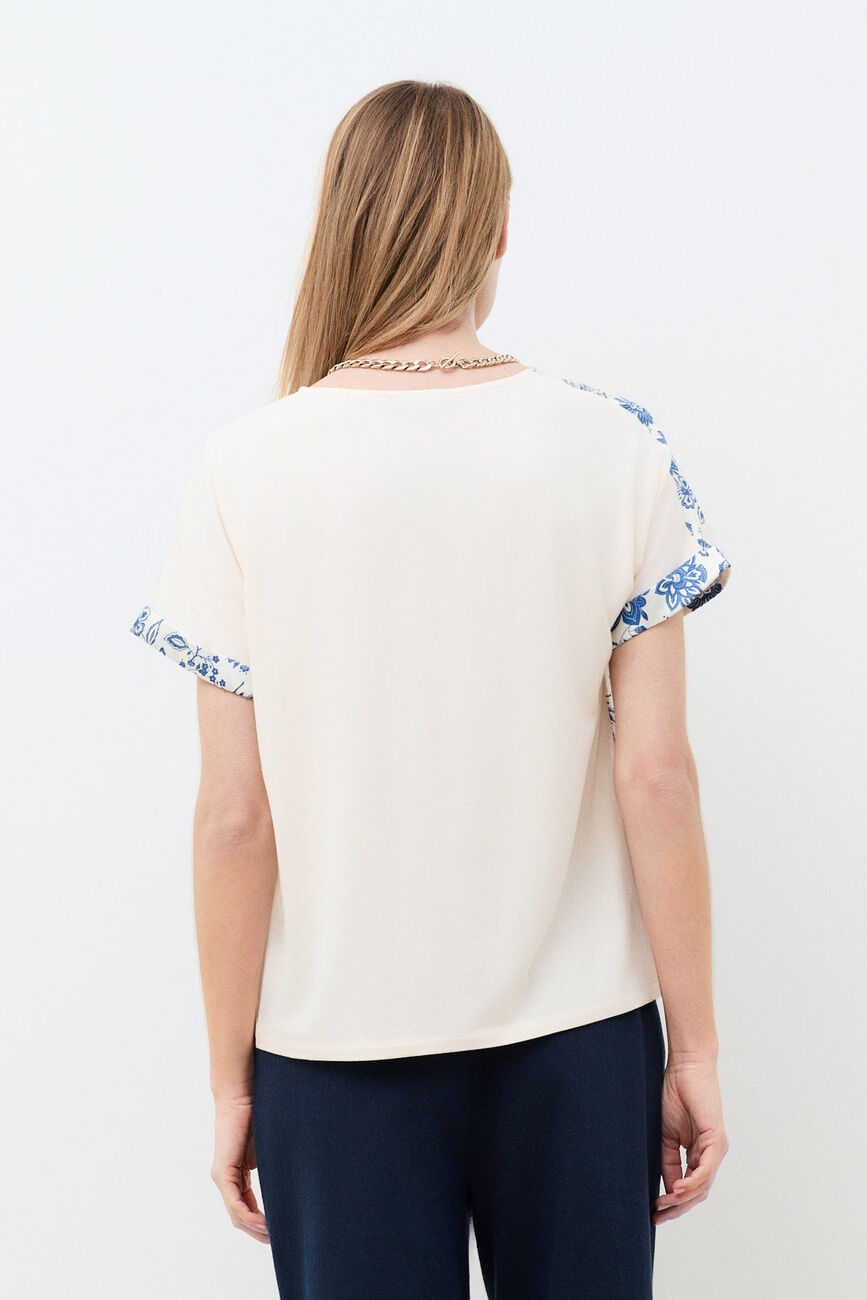 Camiseta Tmargerita-Fleur azul-marinho mulher