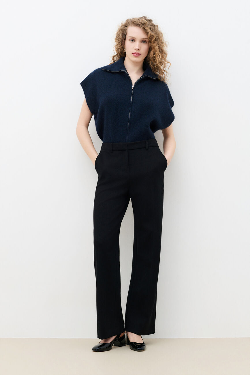 Pantaloni plea nero donna