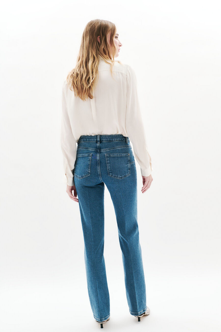Trousers Pcomelongjean stone denim woman