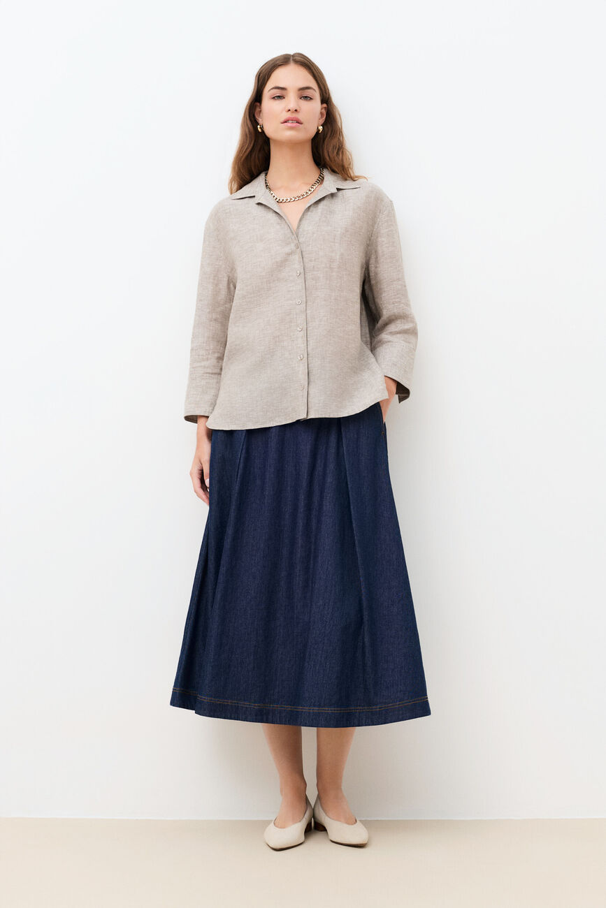 Camicia Coraline 100% lino sabbia donna