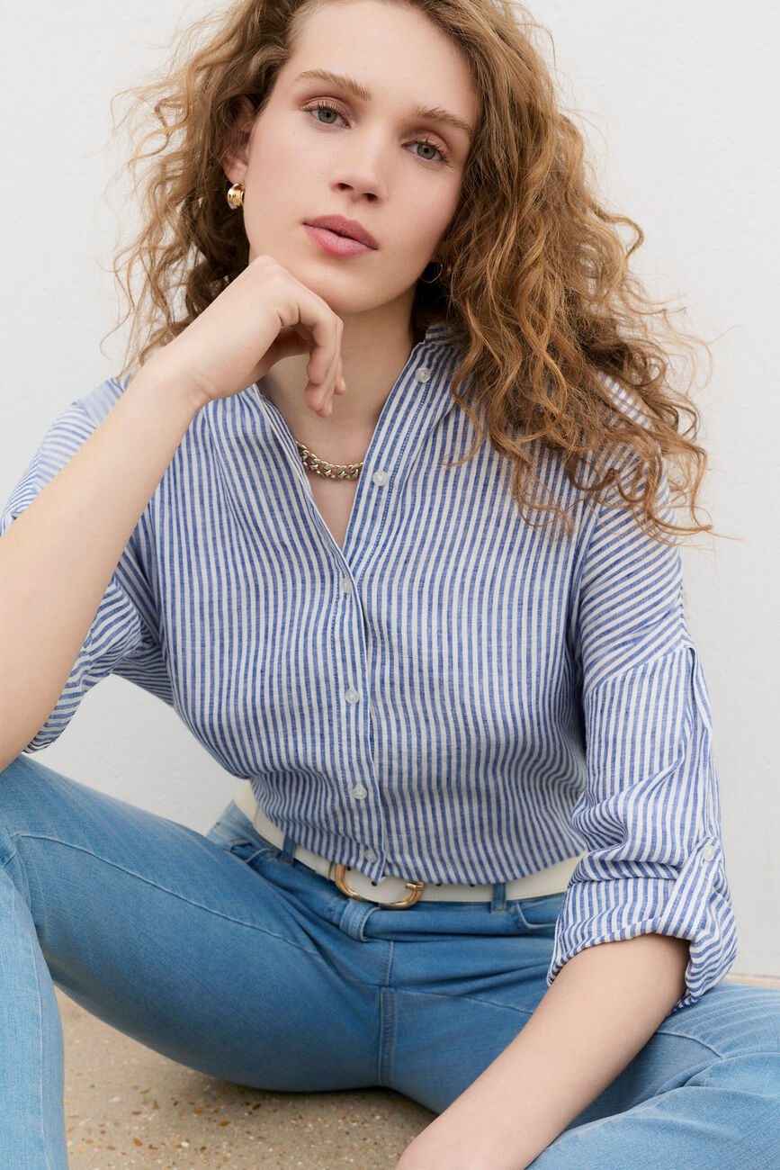 Chemise claude2 100% lin denim stone femme
