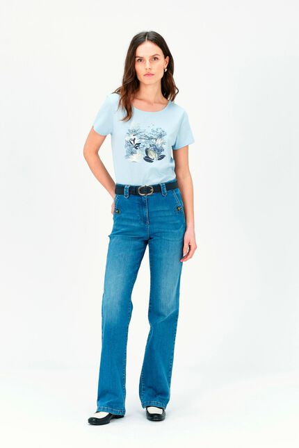 T-shirt toutes &agrave; l'&eacute;cole taxime house denim stone femme