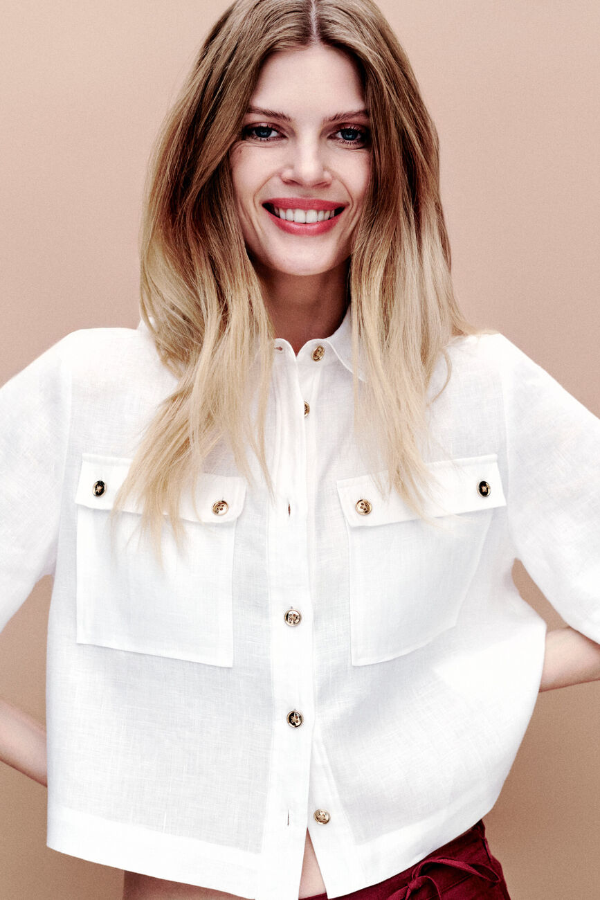 Chemise Cleona 100% lin blanc femme