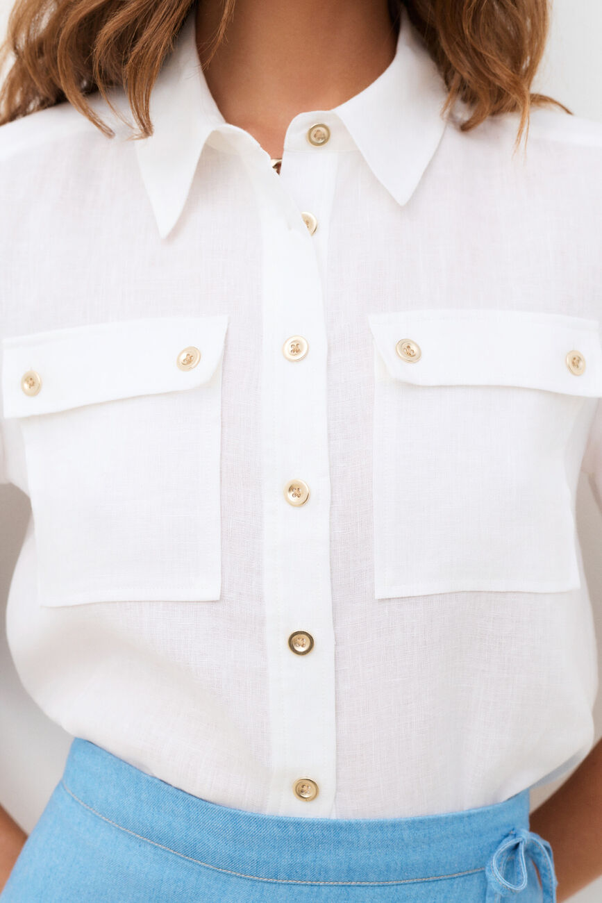 Chemise Cleona 100% lin blanc femme
