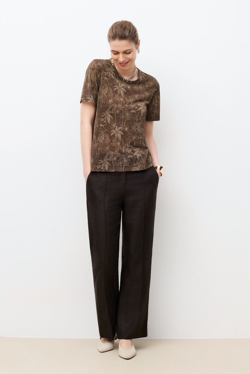 Camiseta Tjoana-Jungle marr&oacute;n oscuro mujer