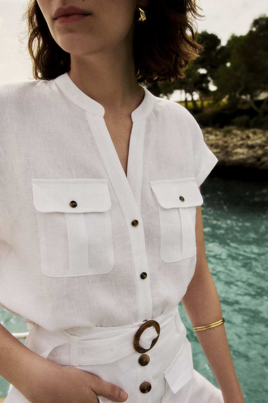 Chemise gina 100% lin blanc femme