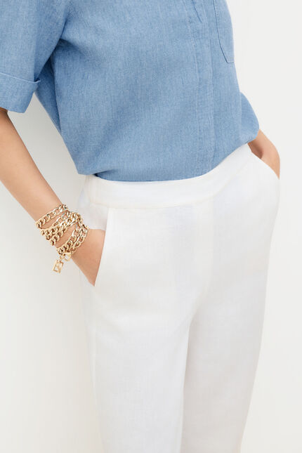 Pantalon pandi 100% lin blanc femme