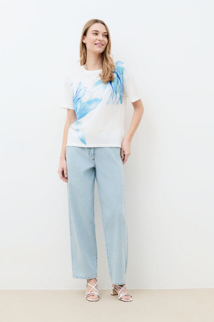 Camiseta Tim-Mom azul-marinho mulher