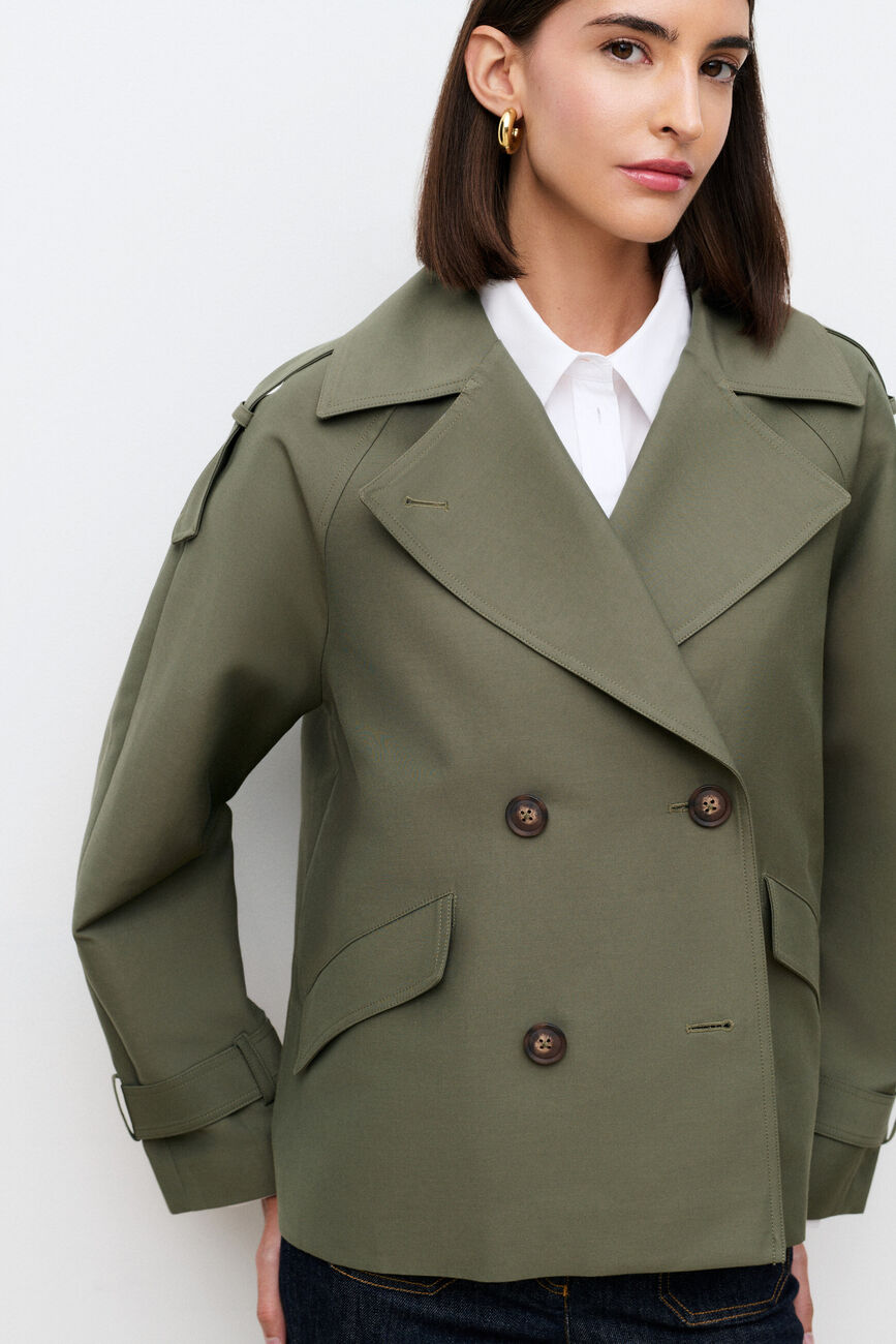 trench gourmand verde caqui mujer