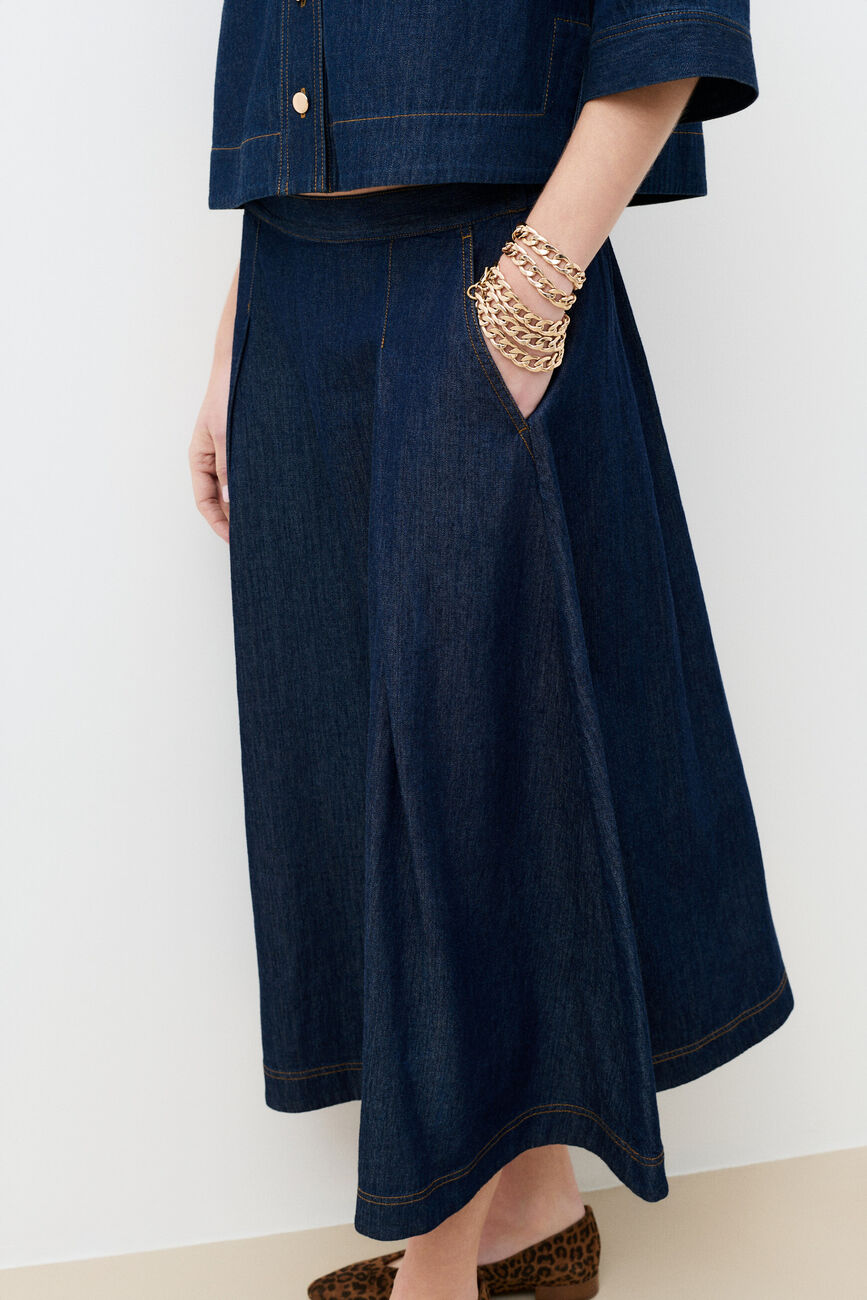 Gonna Jupiter denim double stone donna