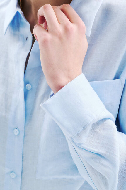 Chemise Csandinette 100% lin bleu ciel femme
