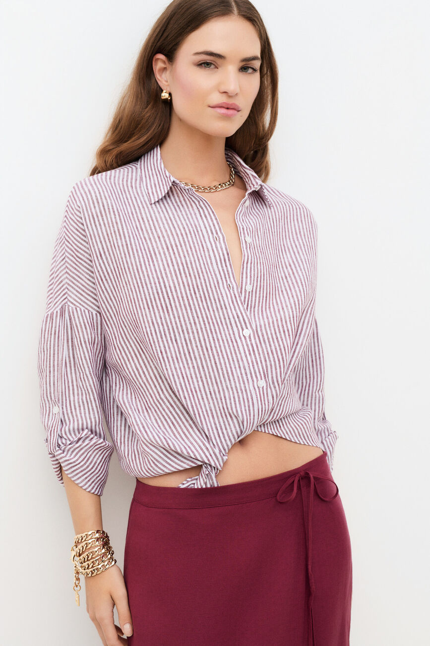 100% linnen Hemd Claude2 bordeaux vrouw