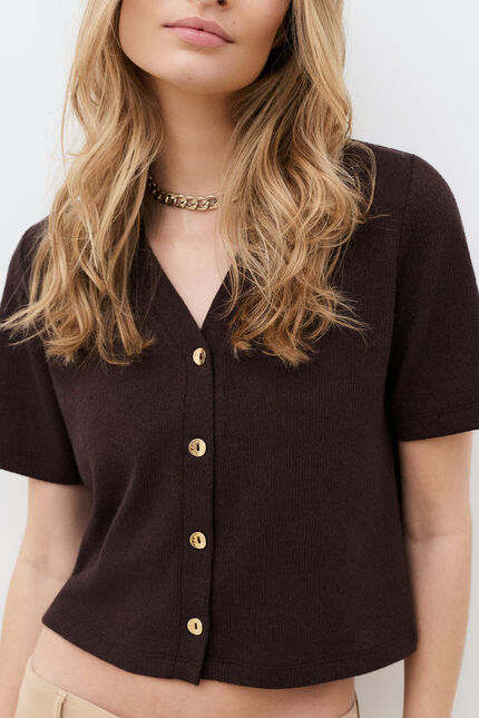 Tvacances T-shirt marron fonc&eacute; mulher