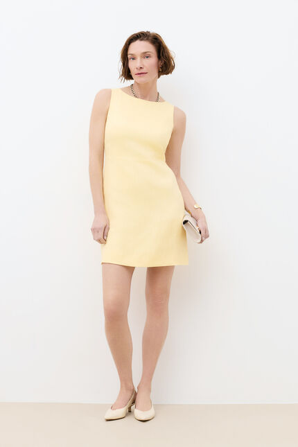 Robe Rsoline 100% lin jaune pastel femme