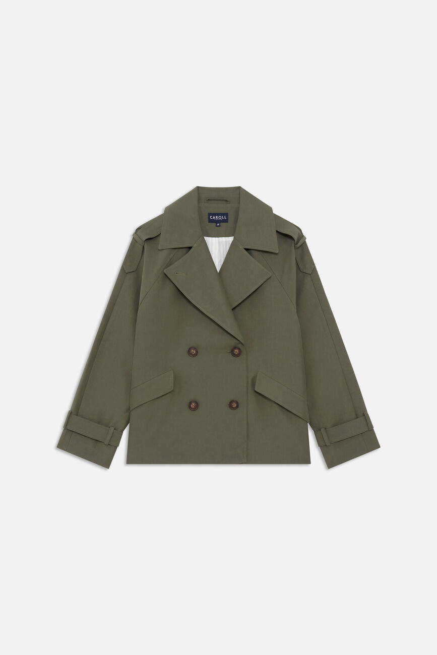 trench gourmand verde caqui mujer