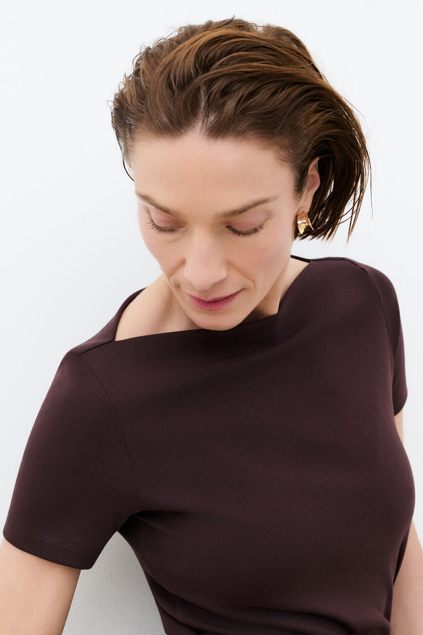 T-shirt Tboat marron fonc&eacute; femme