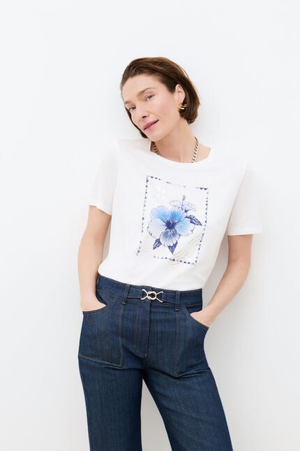 Camiseta Tim-Stamp azul-marinho mulher