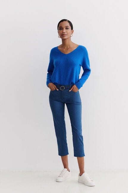 Pantal&oacute;n pirata mason denim piedra mujer
