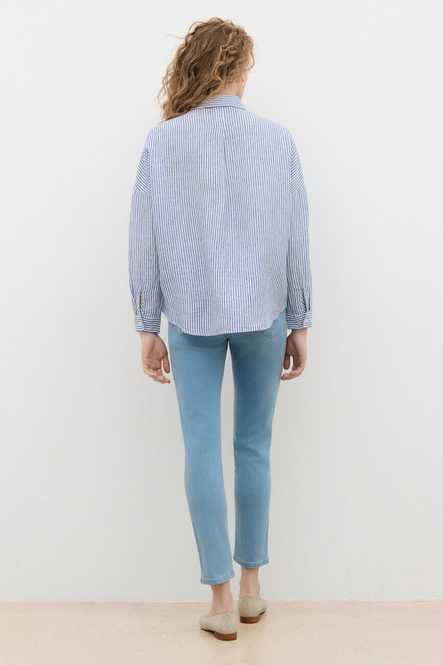 Chemise claude2 100% lin denim stone femme