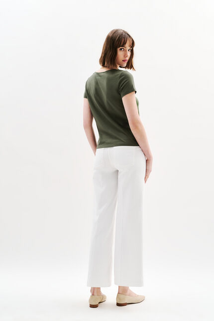 T-shirt Toutes &agrave; l'&eacute;cole Taxime Happy vert kaki femme
