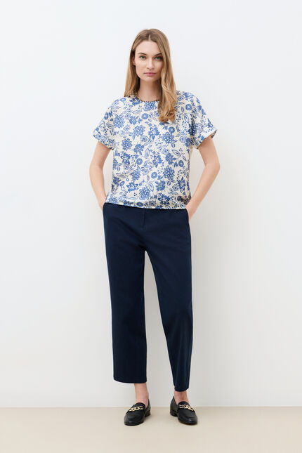 T-shirt Tmargerita-Fleur bleu marine femme