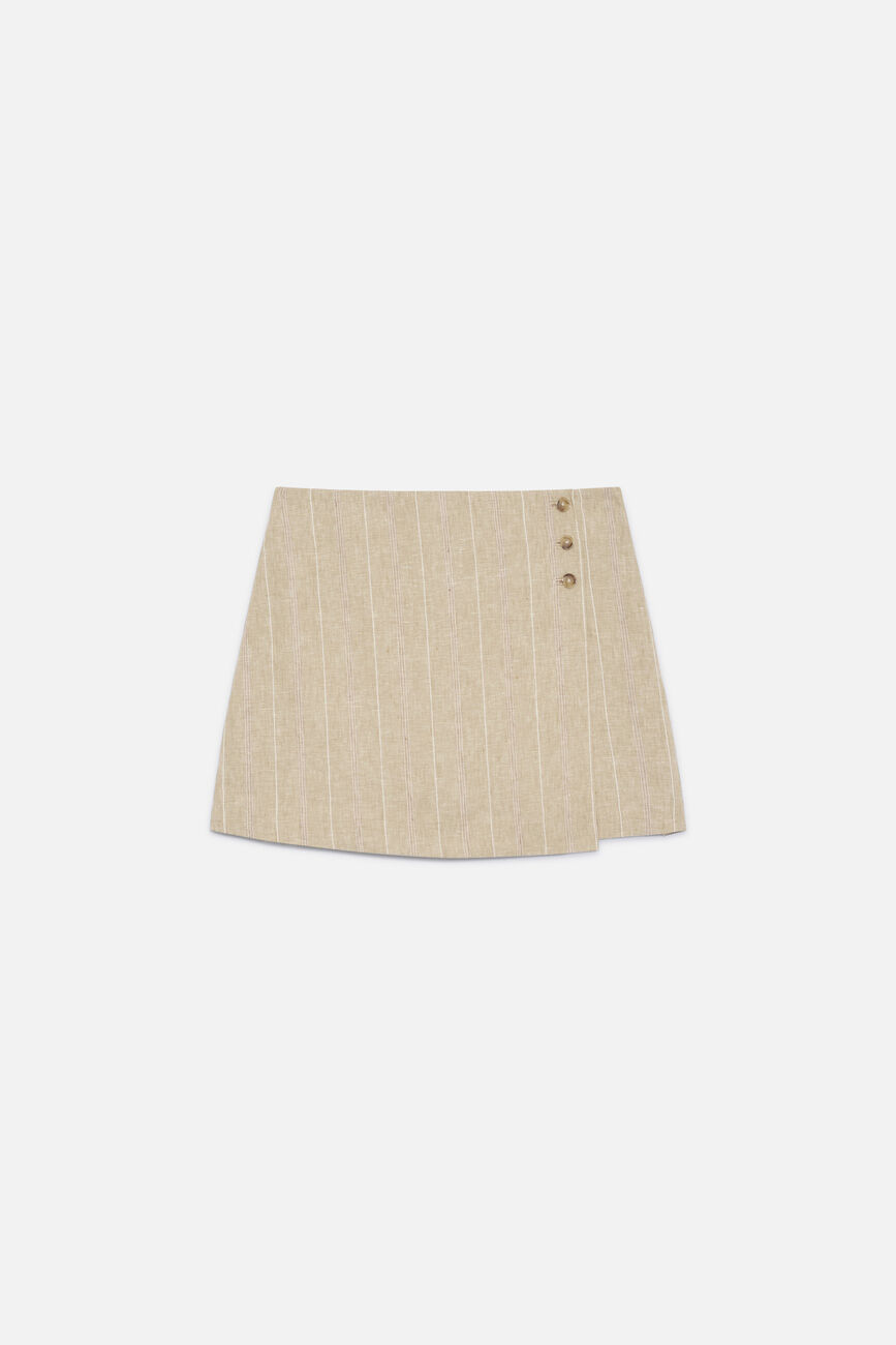 Jupe-short Partena Stripe 100% lin sable femme