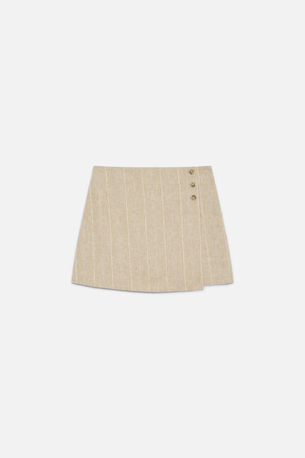 Jupe-short Partena Stripe 100% lin sable femme