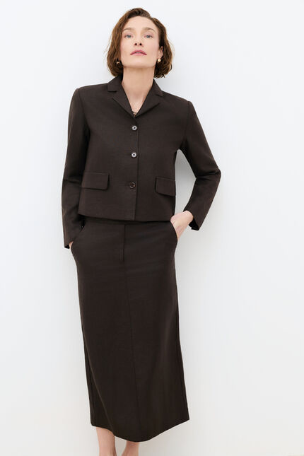 Jupe Javana 100% lin marron fonc&eacute; femme