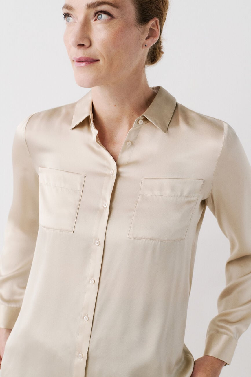 chemise jeanne b 100% soie sable femme
