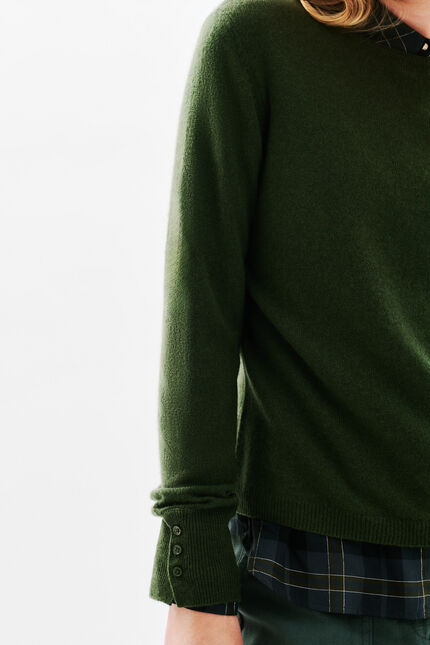 Pull mzoan 100% cachemire vert kaki femme