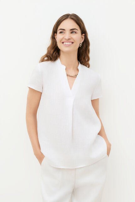 blouse kat 100% lin blanc femme