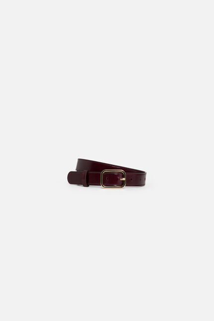 Ceinture Mina en cuir naturel bordeaux femme