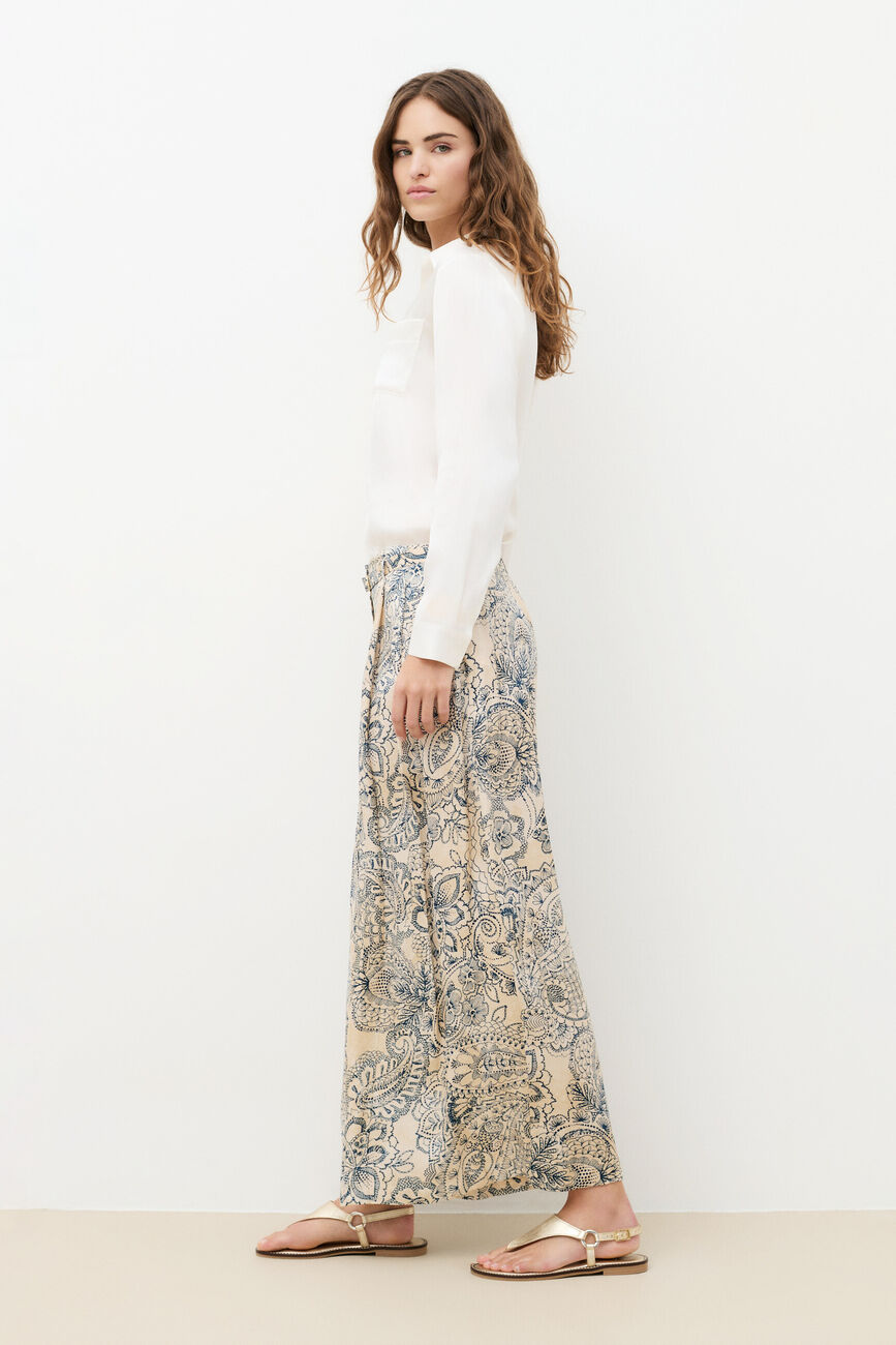 Trousers Pinceau Print ecru woman