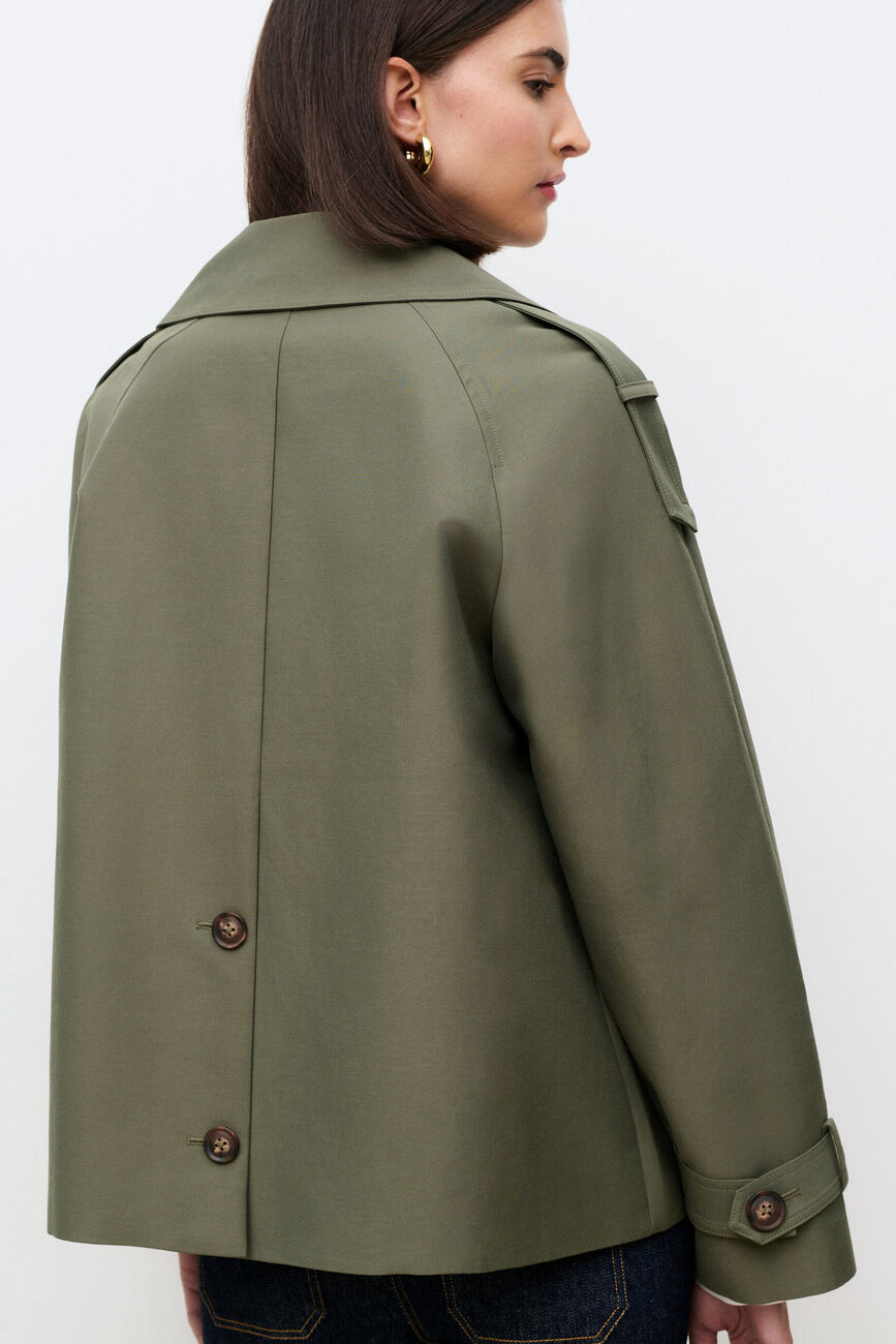 trench gourmand verde caqui mujer