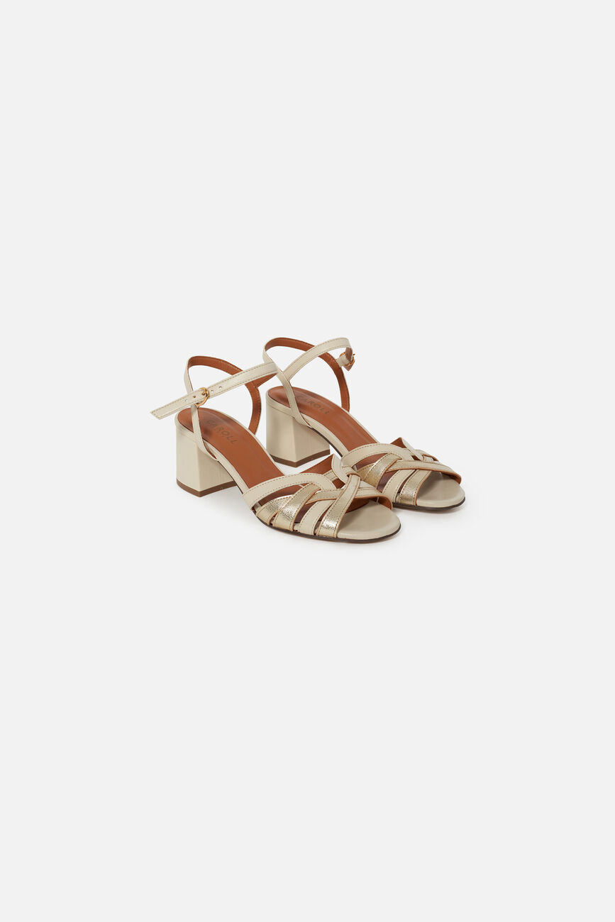 Sandalias de tac&oacute;n Lucia arena mujer