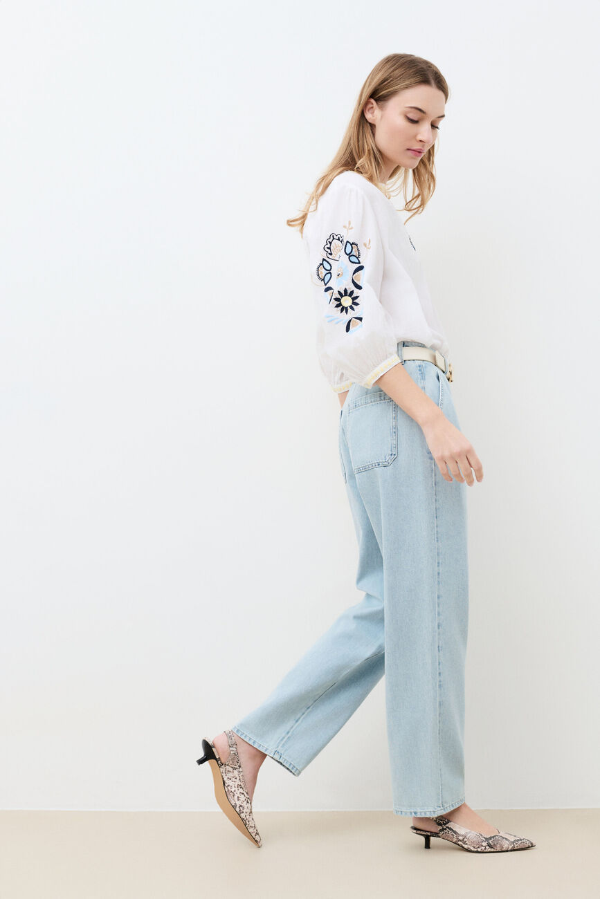Polairodenim trousers baby blue denim woman