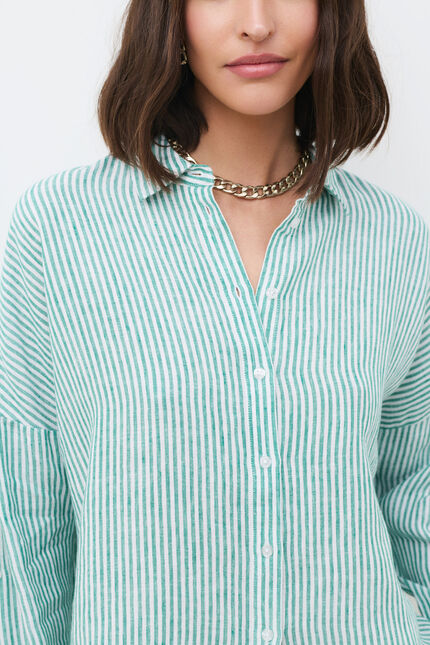 Chemise claude2 100% lin vert femme
