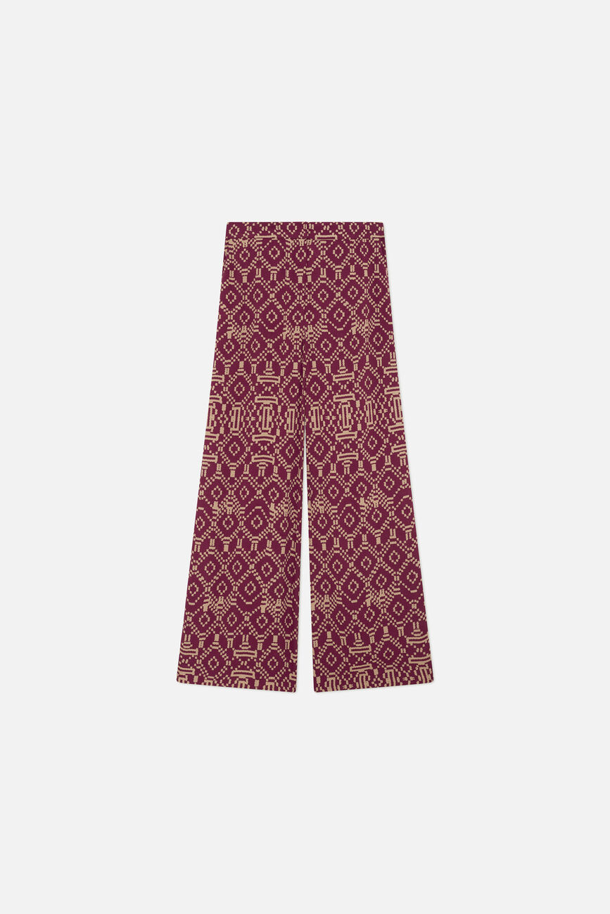 PandaLong Print 2 trousers burgundy woman