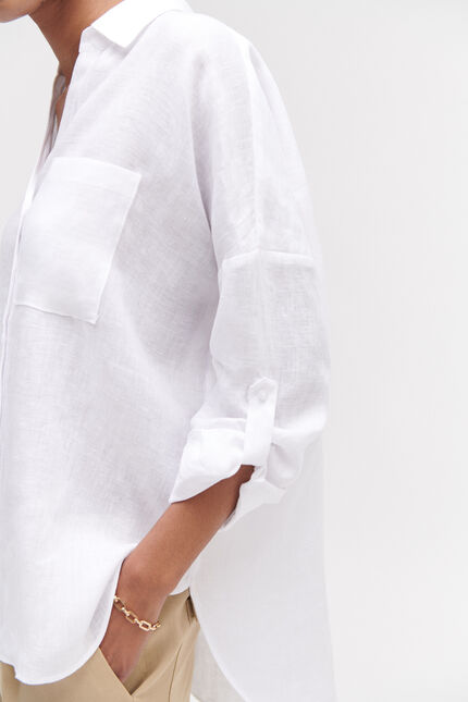 Chemise sandy oversize 100% lin blanc femme
