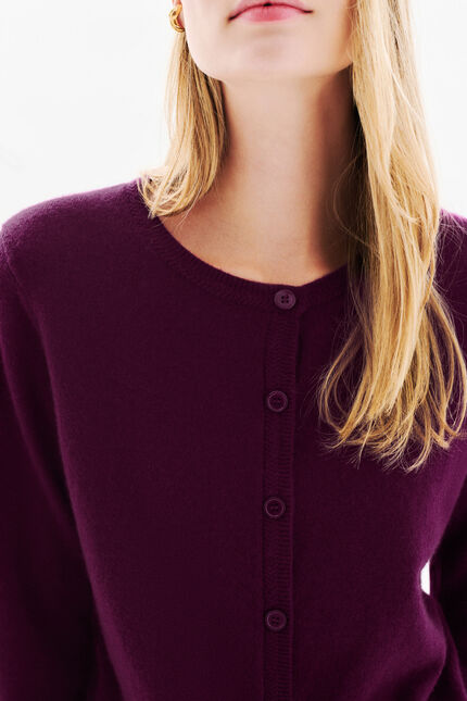 Gilet mcaroline 100 % cachemire prune femme
