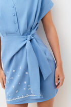 Rish2 dress 100% linen blue-grey woman
