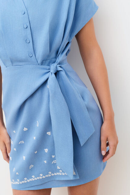 Robe Rish2 100% lin bleu gris femme