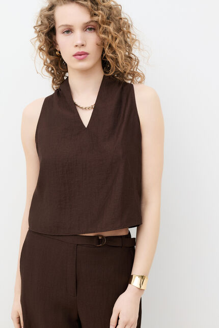 Chemisier Cristal2 marron fonc&eacute; femme