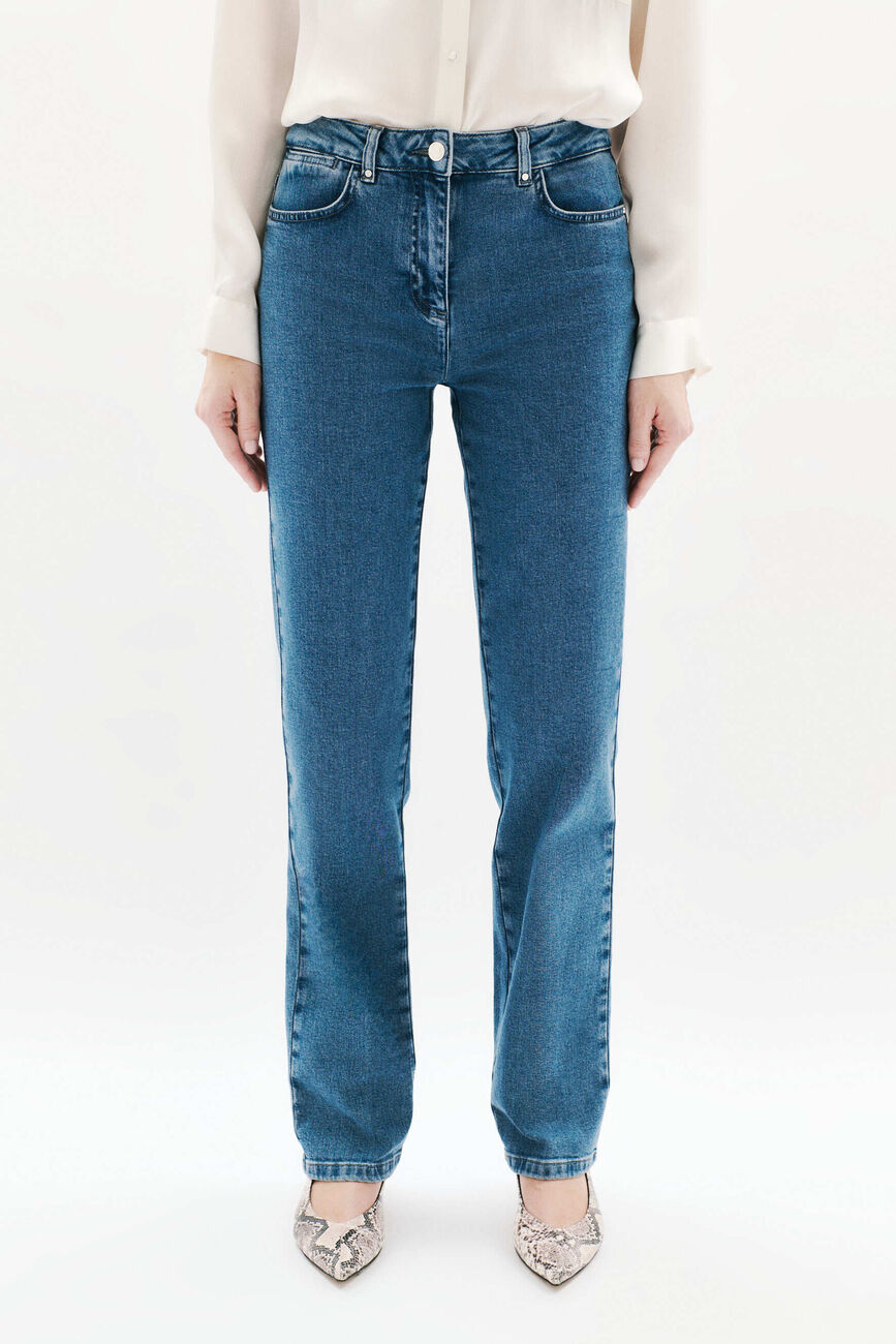 Trousers Pcomelongjean stone denim woman