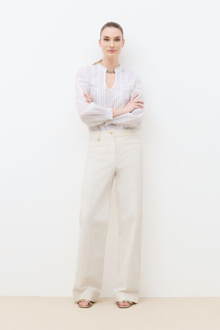 Pantalon Poeme ecru femme