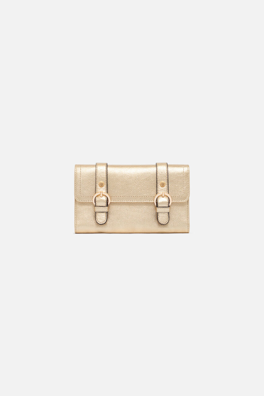 Thais wallet in natural leather gold woman
