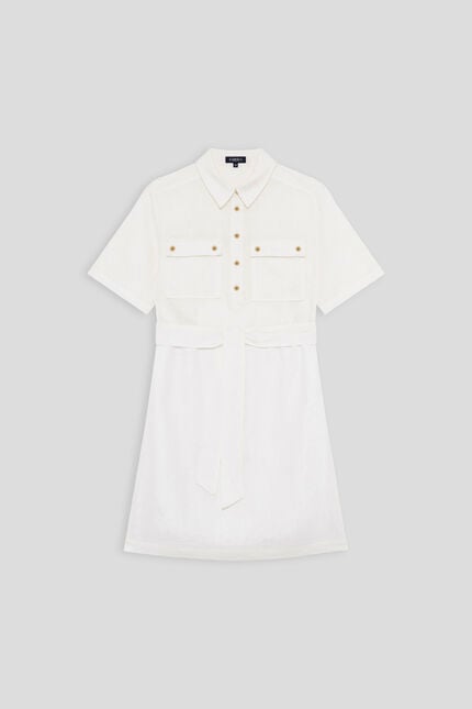 Robe Rleona 100% lin blanc femme