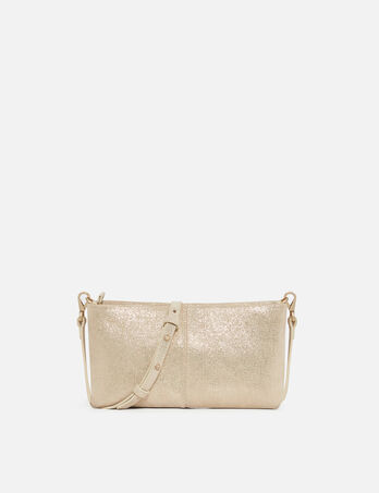Sac Sidonie en cro&ucirc;te de cuir couleur or femme