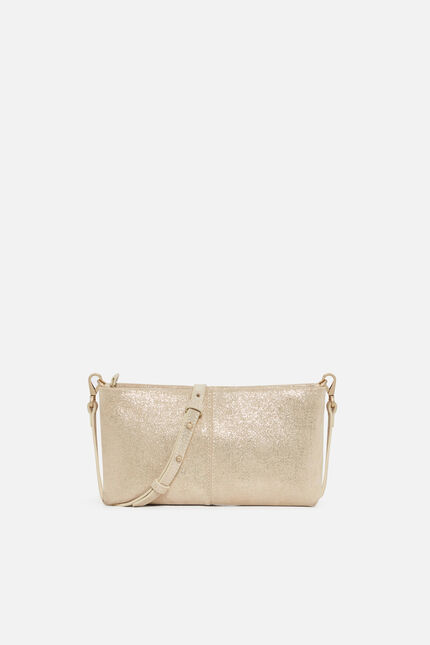Sac Sidonie en cro&ucirc;te de cuir couleur or femme