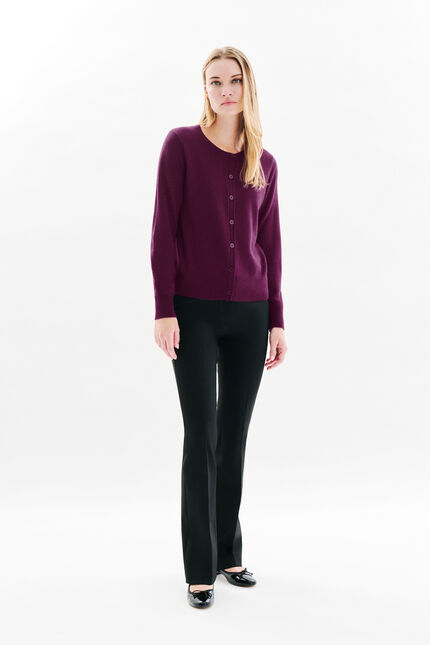 Gilet mcaroline 100 % cachemire prune femme